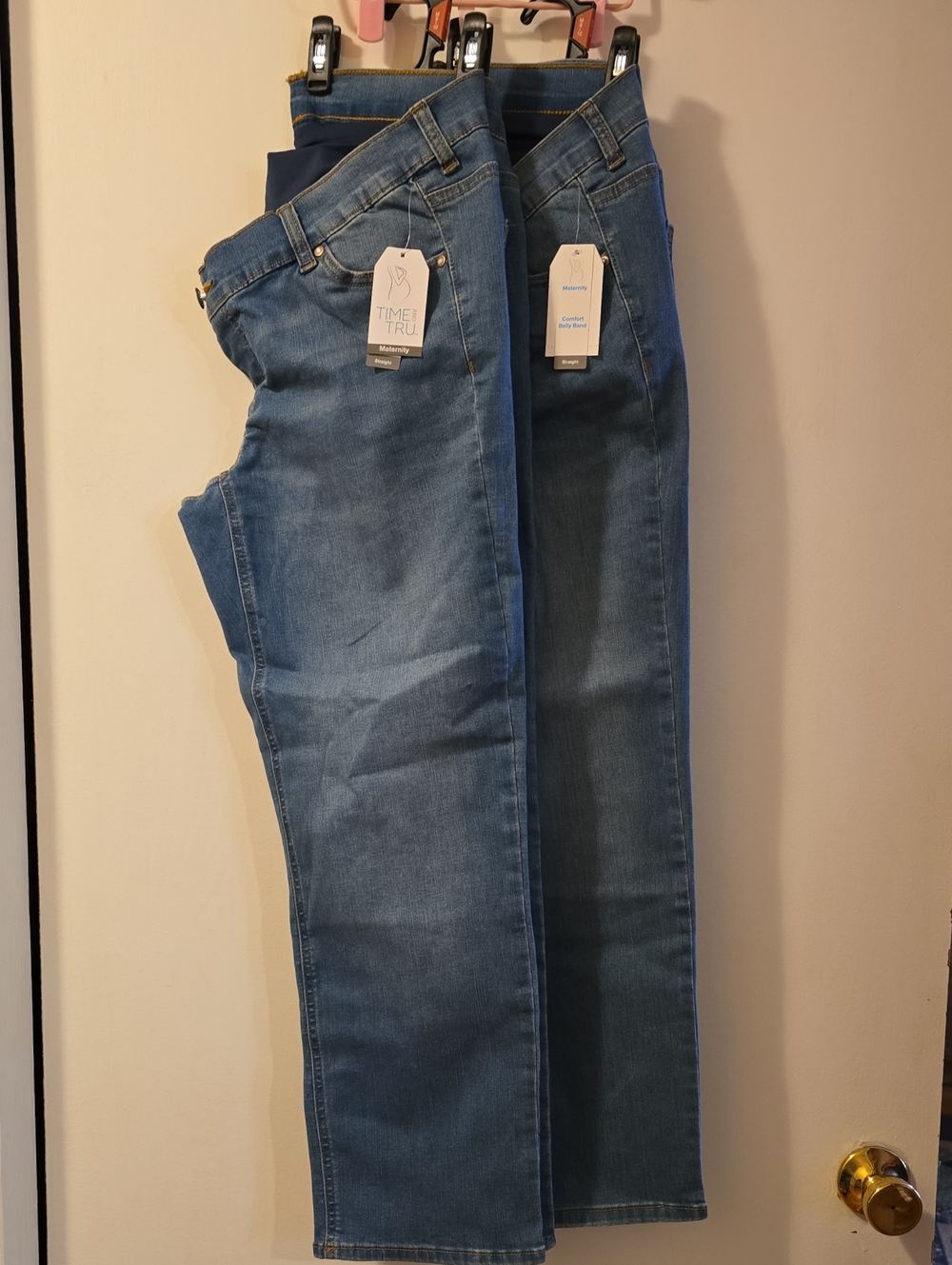 Time and Tru Women's Light-Medium Blue Maternity Straight Leg Jeans